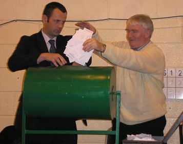 Tickets being placed into the tombola Tickets being placed into the tombola