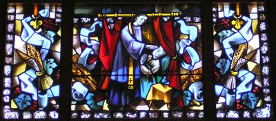 Stained Glass representation of the Sacrament of the Sick